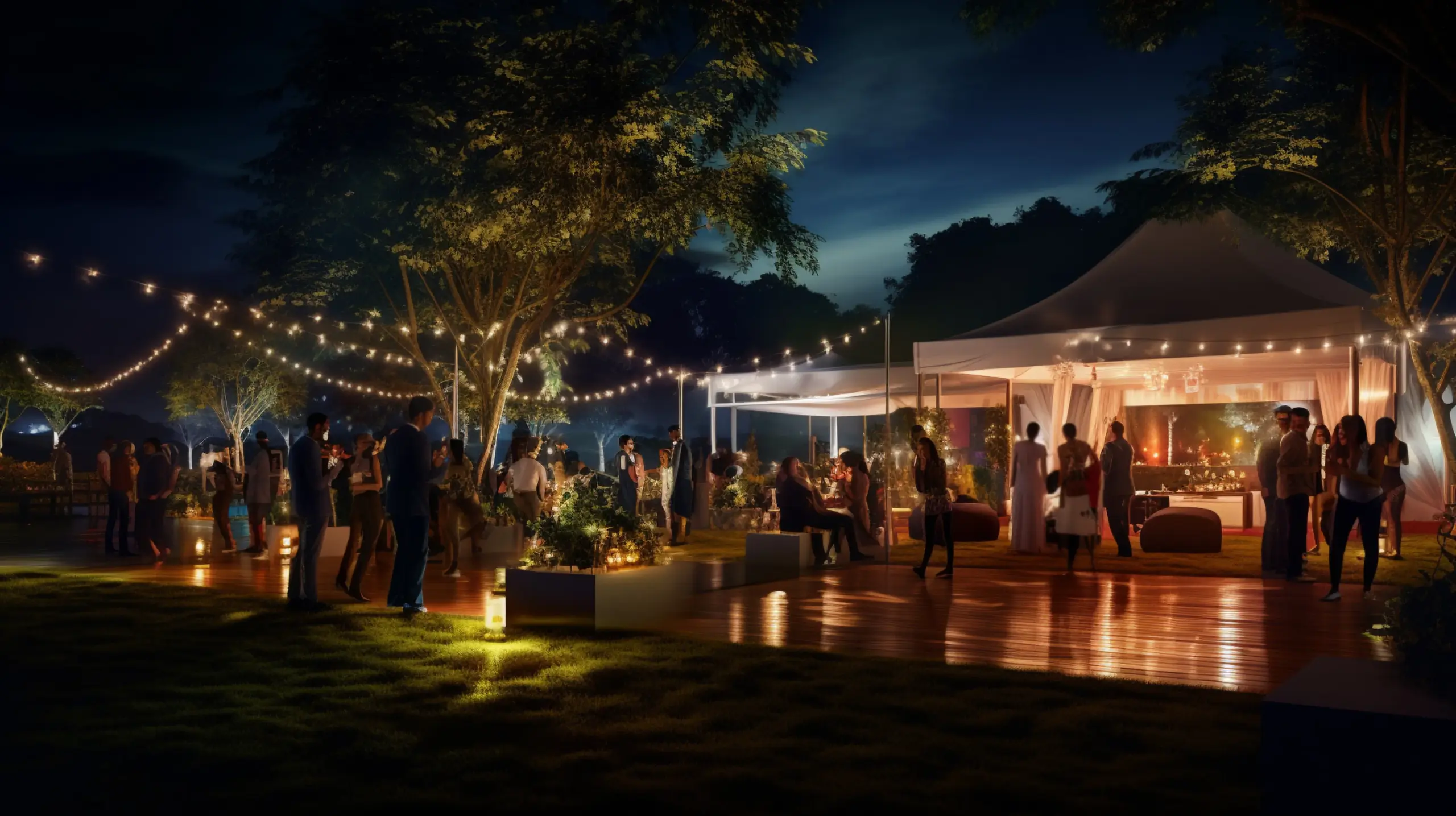 fiesta al aire libre bien iluminada